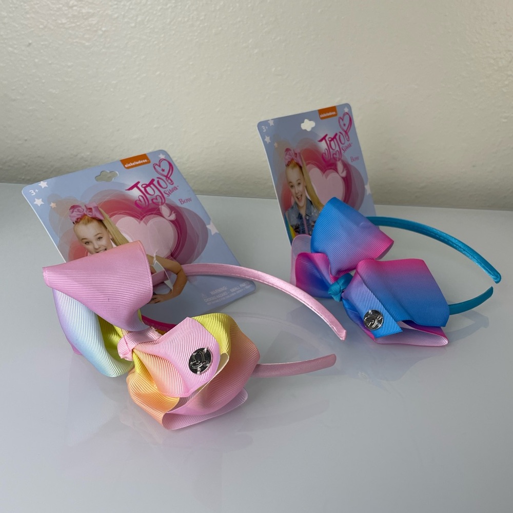 Set of 2, JoJo Siwa Bow Hair Headbands, Blue, Pink, Orange, Yellow